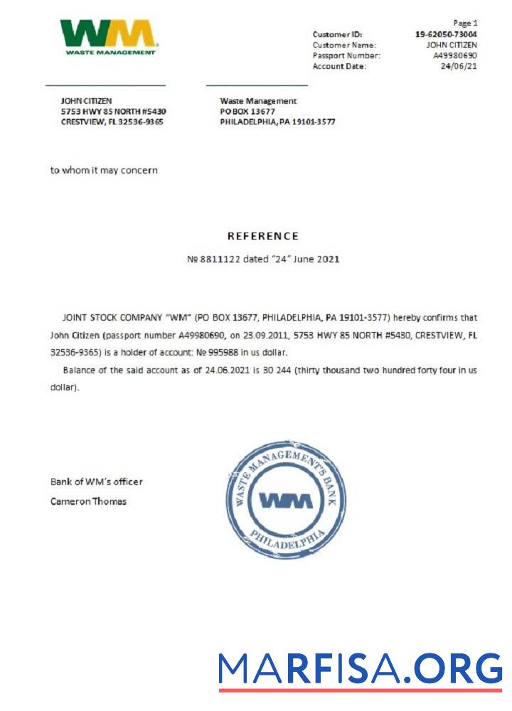 Blank USA WM reference template